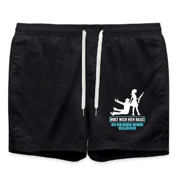 Junggesellenabschied Polterabend JGA Männer - Badeshorts - Schwarz - Vorne - AI Model Male 185 light (185cm)