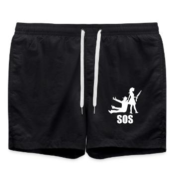 Junggesellenabschied Polterabend JGA Männer - Badeshorts - Schwarz - Vorne - AI Model Male 185 light (185cm)
