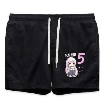 5 Jahre Mädchen Anime Kawaii Katze 5. Geburtstag - Badeshorts - Schwarz - Vorne - AI Model Male 185 light (185cm)