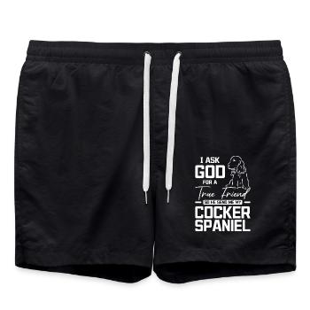 Dieu m’envoie un véritable ami mon cocker spaniel - Short de bain - noir - Devant - AI Model Male 185 light (185cm)