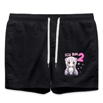 2 Jahre Mädchen Anime Kawaii Katze 2. Geburtstag - Badeshorts - Schwarz - Vorne - AI Model Male 185 light (185cm)