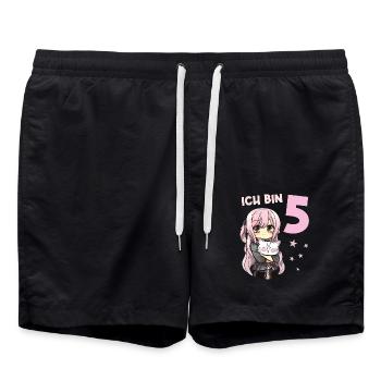 5 Jahre Mädchen Anime Kawaii Katze 5. Geburtstag - Badeshorts - Schwarz - Vorne - AI Model Male 185 light (185cm)