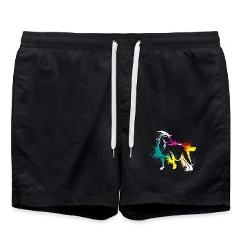 Colerfull Splash Art Farm animals Goat - Swim Trunks - black - Front - AI Model Male 185 light (185cm)