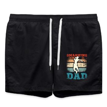Father's day Smashing badminton dad - Badeshorts - Schwarz - Vorne - AI Model Male 185 light (185cm)