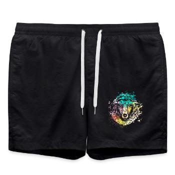 Animaux colorés de Splash Art Farm tête de mouton - Short de bain - noir - Devant - AI Model Male 185 light (185cm)