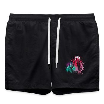 Colorful Splash Farm animals thanksgiving Turkey - Swim Trunks - black - Front - AI Model Male 185 light (185cm)