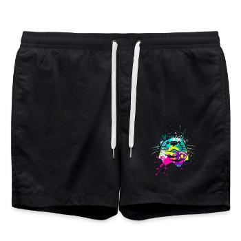Splash Art Otter Giant Otter Lake Otter - Swim Trunks - black - Front - AI Model Male 185 light (185cm)