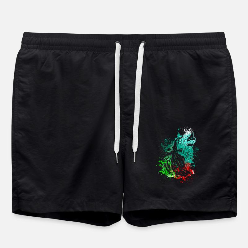Splash Art Heulender Wolf - Badeshorts - Schwarz