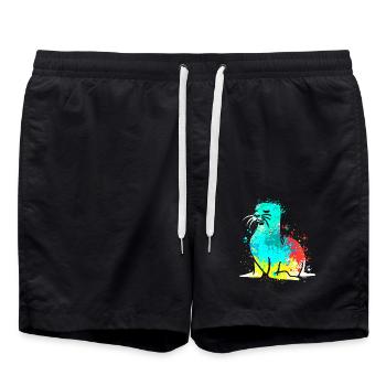 Splash Art Seal Lion de mer - Short de bain - noir - Devant - AI Model Male 185 light (185cm)