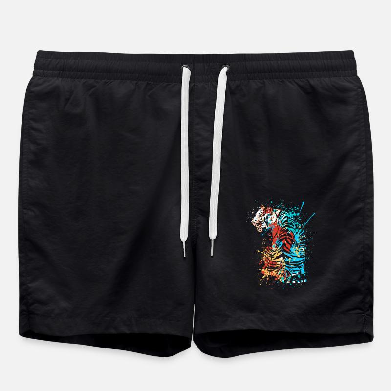 Splash Art Siberian Indian tiger - Swim Trunks - black