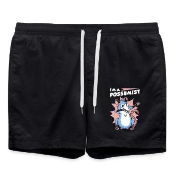 Opossum Spruch - Badeshorts - Schwarz - Vorne - AI Model Male 185 light (185cm)
