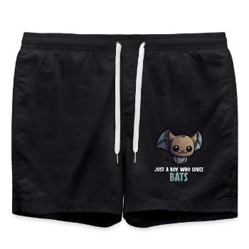 just a boy who loves bats bats bat - Swim Trunks - black - Front - AI Model Male 185 light (185cm)