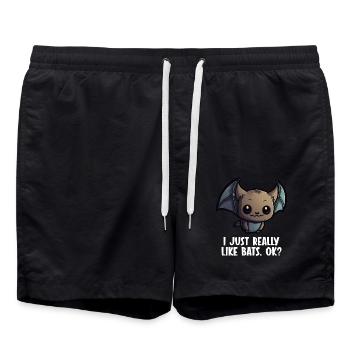 I Just really like Bats ok Fledermaus - Swim Trunks - black - Front - AI Model Male 185 light (185cm)
