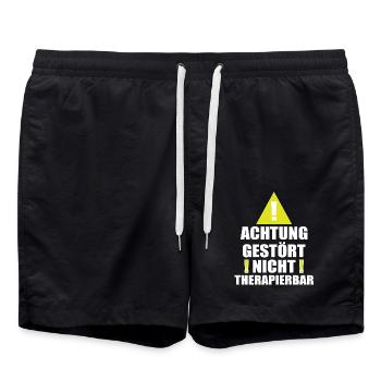 Achtung Gestört Nicht therapierbar - Badeshorts - Schwarz - Vorne - AI Model Male 185 light (185cm)