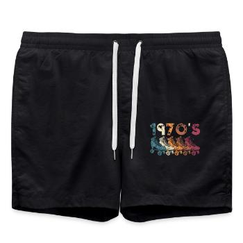 70s Rollerskate Rollerskating - Badeshorts - Schwarz - Vorne - AI Model Male 185 light (185cm)