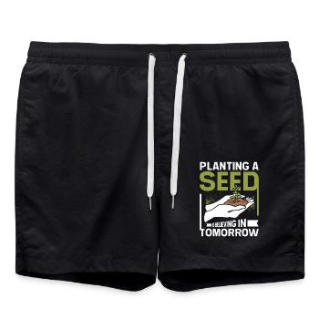 planting aseeds is believing in tomorrow botanist - Badeshorts - Schwarz - Vorne - AI Model Male 185 light (185cm)