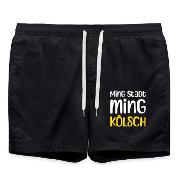 Ming Stadt Ming Kölsch Kölle Kölner Karneval Köln - Badeshorts - Schwarz - Vorne - AI Model Male 185 light (185cm)
