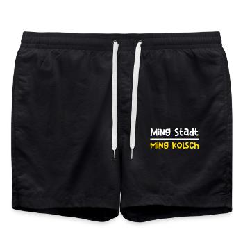 Ming Stadt Ming Kölsch Kölle Kölner Karneval Köln - Badeshorts - Schwarz - Vorne - AI Model Male 185 light (185cm)