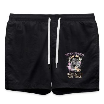 Mein Pferd hält mich auf Trab - Badeshorts - Schwarz - Vorne - AI Model Male 185 light (185cm)