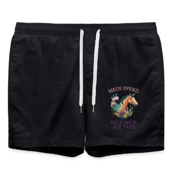 Mein Pferd hält mich auf Trab - Badeshorts - Schwarz - Vorne - AI Model Male 185 light (185cm)