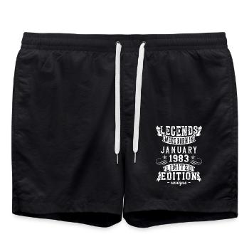 Birthday January 1983 year Limited Edition - Swim Trunks - black - Front - AI Model Male 185 light (185cm)