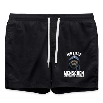 Ich liebe Menschen und Ironie und Sarkasmus - Badeshorts - Schwarz - Vorne - AI Model Male 185 light (185cm)