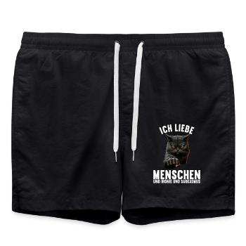 Ich liebe Menschen und Ironie und Sarkasmus - Badeshorts - Schwarz - Vorne - AI Model Male 185 light (185cm)