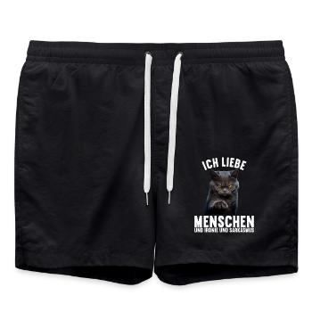 Ich liebe Menschen und Ironie und Sarkasmus - Badeshorts - Schwarz - Vorne - AI Model Male 185 light (185cm)