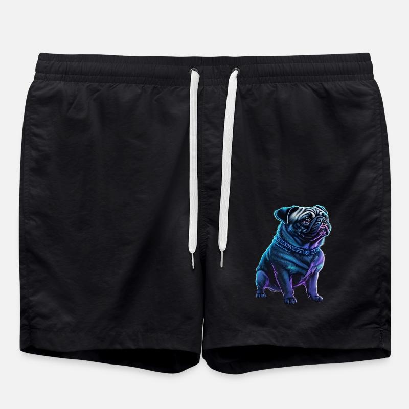 Futuristischer Neon-Mops - Badeshorts - Schwarz