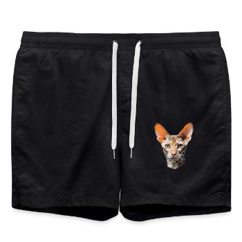 Cornish Rex Cat - Badeshorts - Schwarz - Vorne - AI Model Male 185 light (185cm)