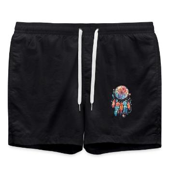 Dream Catcher Traumfänger Federn - Badeshorts - Schwarz - Vorne - AI Model Male 185 light (185cm)