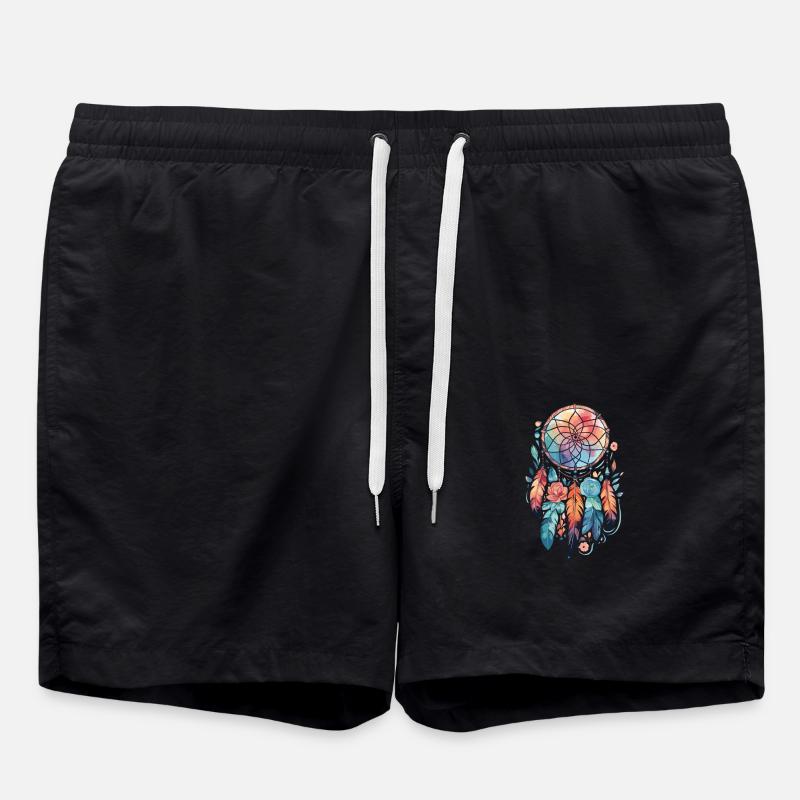 Dream Catcher Traumfänger Federn - Badeshorts - Schwarz