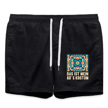 80er Motto Party Das ist mein 80er Jahre Kostüm - Badeshorts - Schwarz - Vorne - AI Model Male 185 light (185cm)