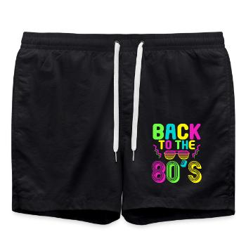 80s Themed Party Back to the 80s Costume - Swim Trunks - black - Front - AI Model Male 185 light (185cm)