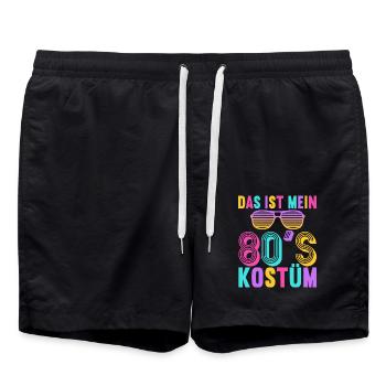 80er Motto Party Das ist mein 80er Jahre Kostüm - Badeshorts - Schwarz - Vorne - AI Model Male 185 light (185cm)