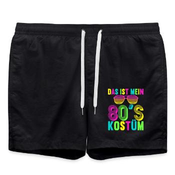 80er Motto Party Das ist mein 80er Jahre Kostüm - Badeshorts - Schwarz - Vorne - AI Model Male 185 light (185cm)