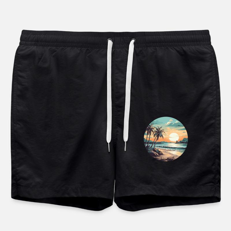 Insel Strand Urlaub Sonne - Badeshorts - Schwarz