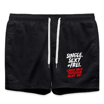Single Sexy Frei Laber Mich Trotzdem Nicht An Solo - Badeshorts - Schwarz - Vorne - AI Model Male 185 light (185cm)