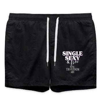 Single Sexy Hau Trotzdem Ab Anti Flirt Anmachen - Badeshorts - Schwarz - Vorne - AI Model Male 185 light (185cm)