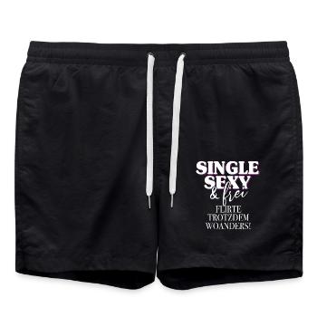 Single Sexy Frei Flirte Woanders Anti Anmache Solo - Badeshorts - Schwarz - Vorne - AI Model Male 185 light (185cm)