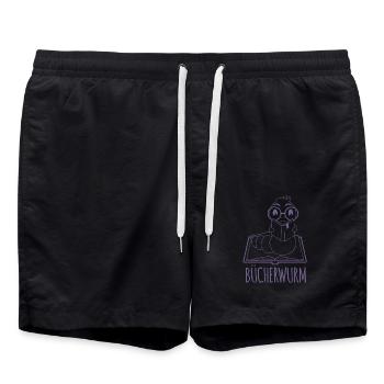 Leseratte Silhouette - Für Bücherwürmer und - Badeshorts - Schwarz - Vorne - AI Model Male 185 light (185cm)