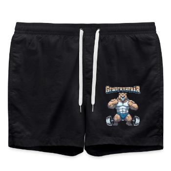 Gewichthebär Bodybuilding Kraftsport Fitness Meme - Badeshorts - Schwarz - Vorne - AI Model Male 185 light (185cm)