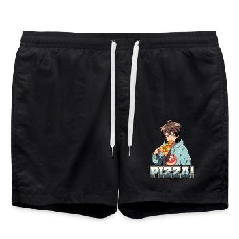 Pizza Lover Junge Mädchen Anime Manga Pizza - Badeshorts - Schwarz - Vorne - AI Model Male 185 light (185cm)
