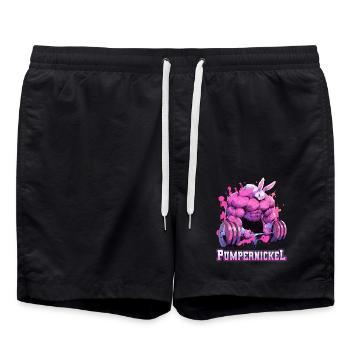 Pumpernickel Bodybuilding Kraftsport Fitness Meme - Badeshorts - Schwarz - Vorne - AI Model Male 185 light (185cm)