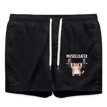 Muskelkater Bodybuilding Kraftsport Fitness Meme - Badeshorts - Schwarz - Vorne - AI Model Male 185 light (185cm)