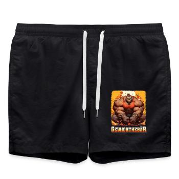 Gewichthebär Bodybuilding Kraftsport Fitness Meme - Badeshorts - Schwarz - Vorne - AI Model Male 185 light (185cm)