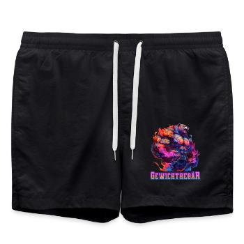 Gewichthebär Bodybuilding Kraftsport Fitness Meme - Badeshorts - Schwarz - Vorne - AI Model Male 185 light (185cm)