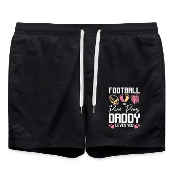 Pregnancy Football or pom poms daddy loves you - Swim Trunks - black - Front - AI Model Male 185 light (185cm)
