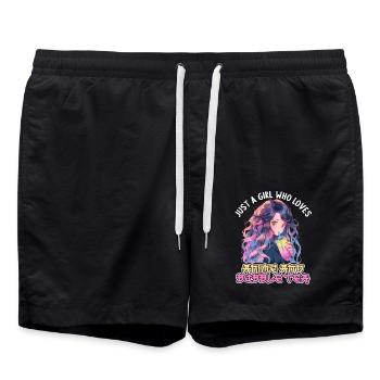 Just a girl who loves Anime and Boba Bubble Tea - Badeshorts - Schwarz - Vorne - AI Model Male 185 light (185cm)