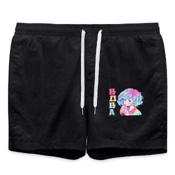 Anime and Boba Bubble Tea - Badeshorts - Schwarz - Vorne - AI Model Male 185 light (185cm)